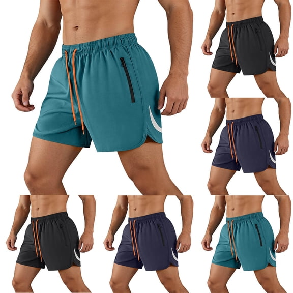 Liweisiy Side Split Running Shorts For Mens Loose Lightweight Breathable Elastic Waist Shorts Summer Gym Athletic Pants Light Blue S