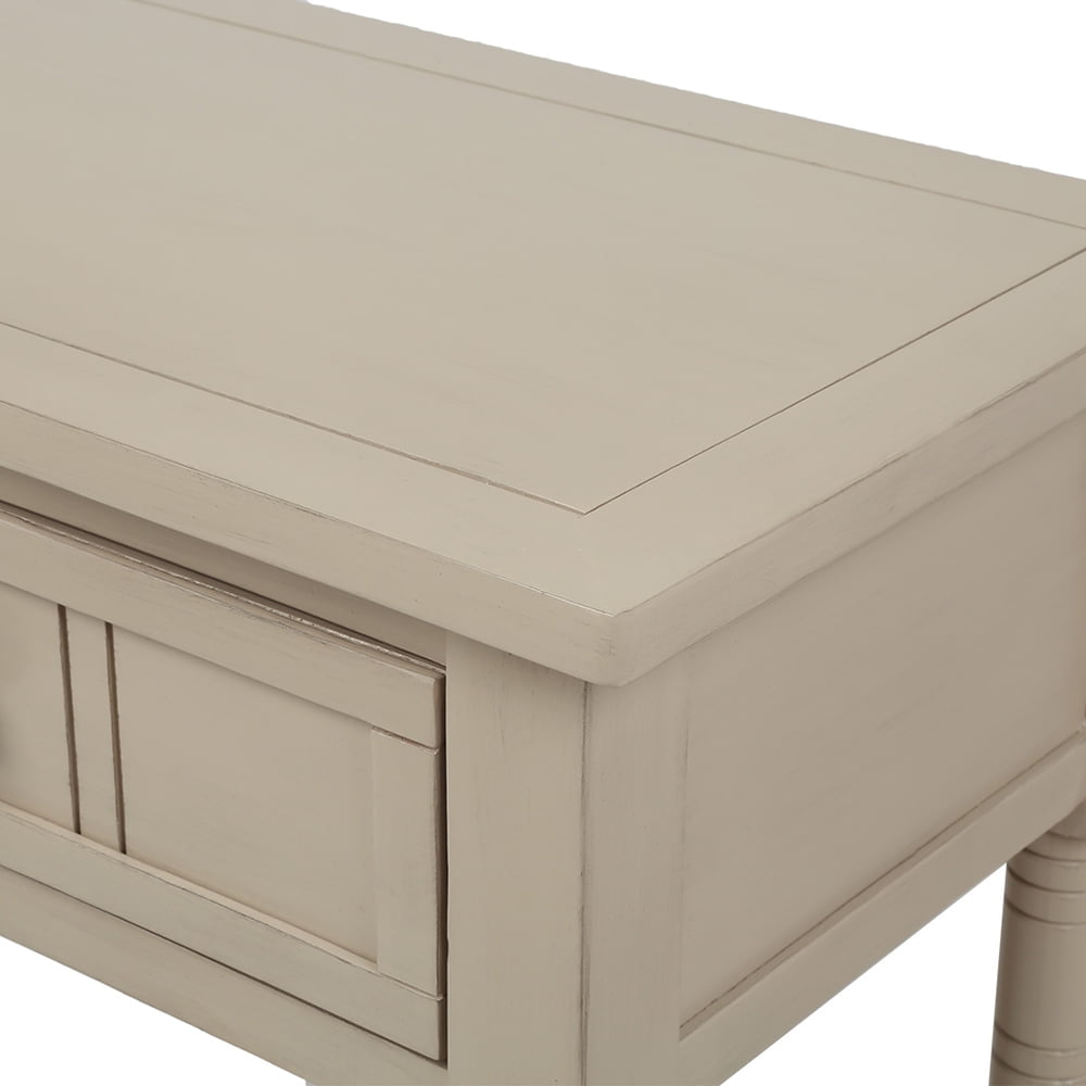 Kepooman Acacia Console Table with Bottom Shelf and 2 Drawers, Traditional Sofa Side Table for Living Room Bedroom, Retro Grey Kepooman Acacia Console Table with Bottom Shelf and 2 Drawers, Traditional Sofa Side Table for Living Room Bedroom, Retro Grey