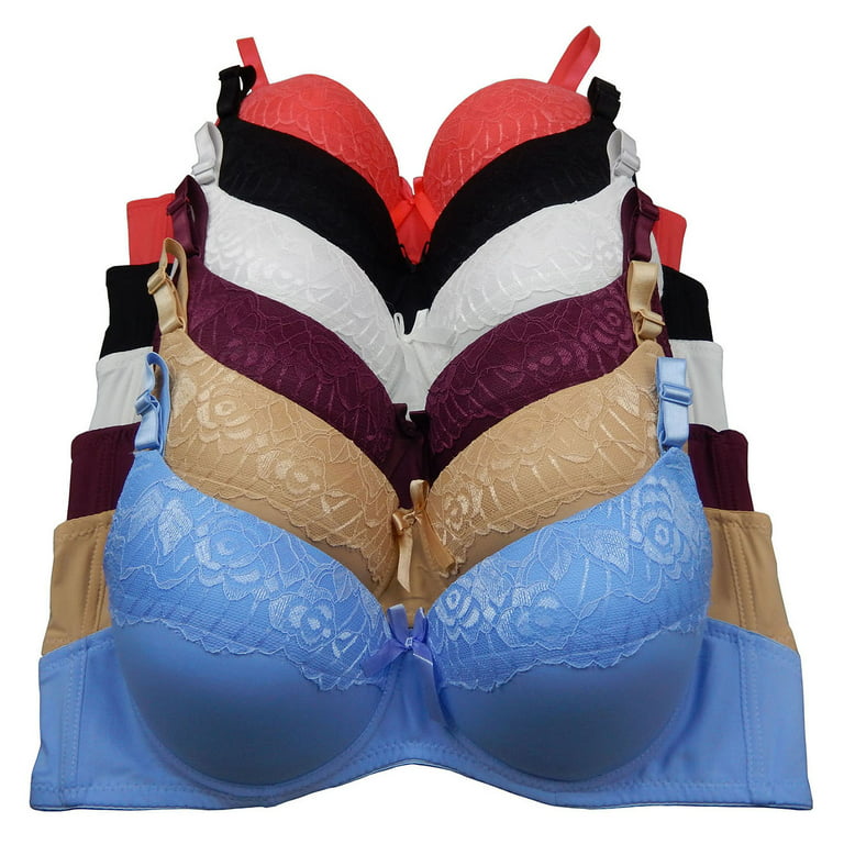 Women Bras 6 Pack of Bra with B cup C cup D cup DD cup DDD cup, Size 38B  (S9316) 