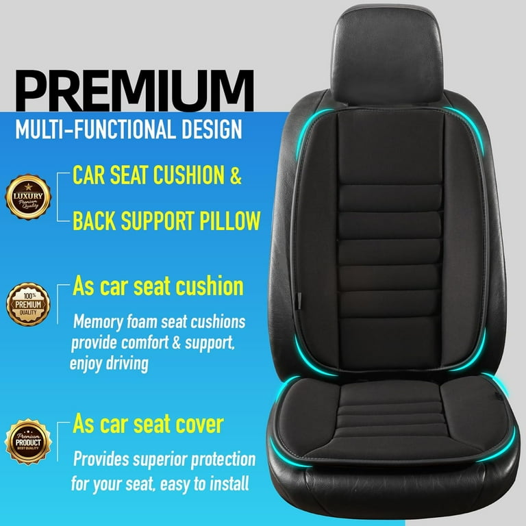 Car Seat Cushion with Back Support Pillow, Comfy Lumbar Support