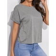 thumbnail image 4 of Womens Round Neck Cutout Twisted Back Short Sleeve Tee Summer Blouse For Women, 4 of 5