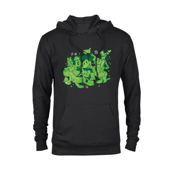 Disney Mickey and Friends Green St. Patrick’s Day - Pullover Hoodie for Adults - Customized-Black