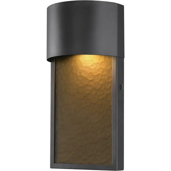 8.5W LED Integrated Outdoor Wall Sconce, Bronze Finish, Amber Water Glass Accent, Modern, Wall Lighting, Front Porch Decor, Outdoor Lighting, Weatherproof, 720 Lumen