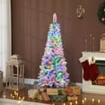 thumbnail image 2 of HOMCOM 5ft Frosted Christmas Tree with Dual Colour Light, Pencil Xmas Tree, 2 of 10
