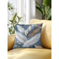 thumbnail image 2 of Waterproof Outdoor Throw Pillows with Inserts 18"x18", Gold White Feather Soft Decorative Pillowcases for Couch Bedroom, Modern Spring Blue Leaf Oil Painting Pillow Covers for Sofa Living Room, 2 of 8