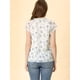 thumbnail image 5 of blusa de gasa con mangas casquillo ligera con volantes para mujer Blanco Violeta S, 5 of 6