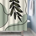 thumbnail image 3 of Baocicoo Sage Green Shower Curtain Sets Black Lines Art Abstract Leaves Shower Curtain for Bathroom Hostel Hotel Decorations Rustic Washable Fabric Waterproof Shower Curtain with Hooks 72x72 Inches, 3 of 6
