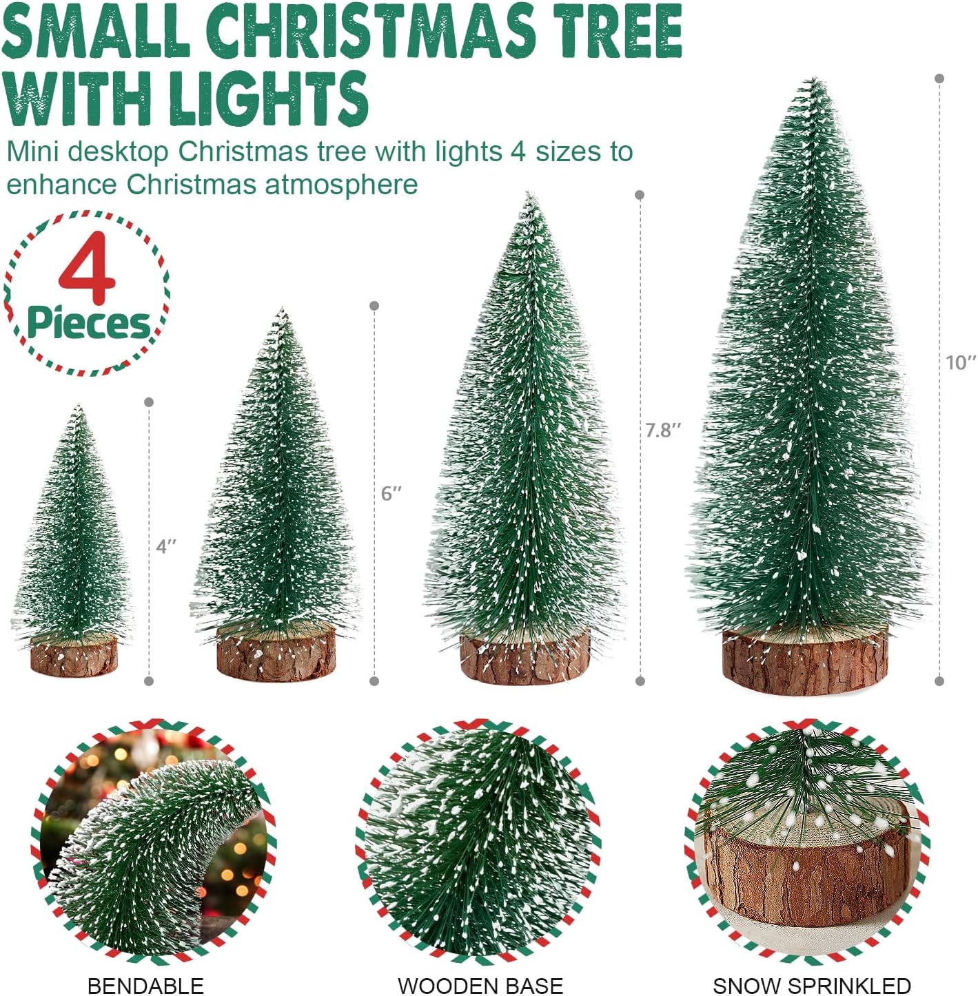 Ayieyill 4-Piece Mini Christmas Tree Set with LED Lights photo 6