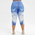 thumbnail image 5 of Pntutb Women's Plus Size Lace Print Splice Elastic Hight Waist Casual Leggings Pants Clothes, 5 of 6