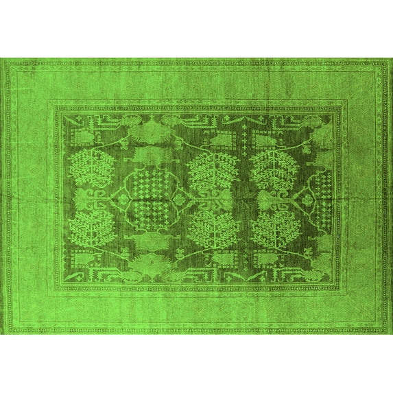 Ahgly Company Indoor Rectangle Oriental Green Industrial Area Rugs, 4' x 6'