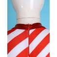 thumbnail image 6 of YONGHS Kids Girls Christmas Candy Cane Striped Costume Long Sleeve Gymnastics Unitard Jumpsuit Red 14, 6 of 7
