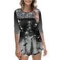 thumbnail image 4 of Pompotops T-Shirt Décontracté à Manches Longues pour Femmes, Col Rond, Imprimé de Noël, Blouse Pull, 4 of 6