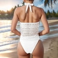 thumbnail image 5 of MGDXOX Two Piece Tankini Bathing Suits for Women Tummy Control Halter Swimsuit Flowy V Neck Top with Bikini Bottom Swimwear White XL, 5 of 7