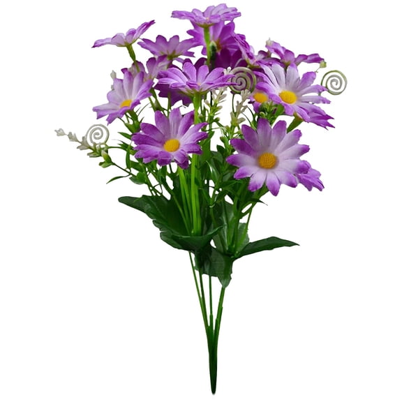 20 Pcs Artificial Flowers for Outdoors Decoration Fake Silk Flowers Uv Resistant Faux Plants Artificial Daisy Eucalyptus for Spring Summer Garden Yard Porch Window Home Decor, Purple Harlik