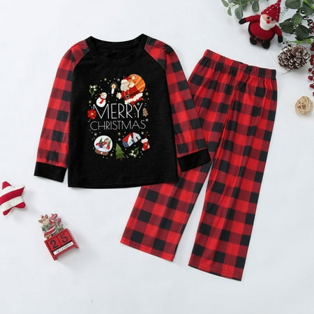 

NEGJ Parent Child Children S Clothing Parent Child Warm Christmas Suit Plaid Print Home Service Children S Suit