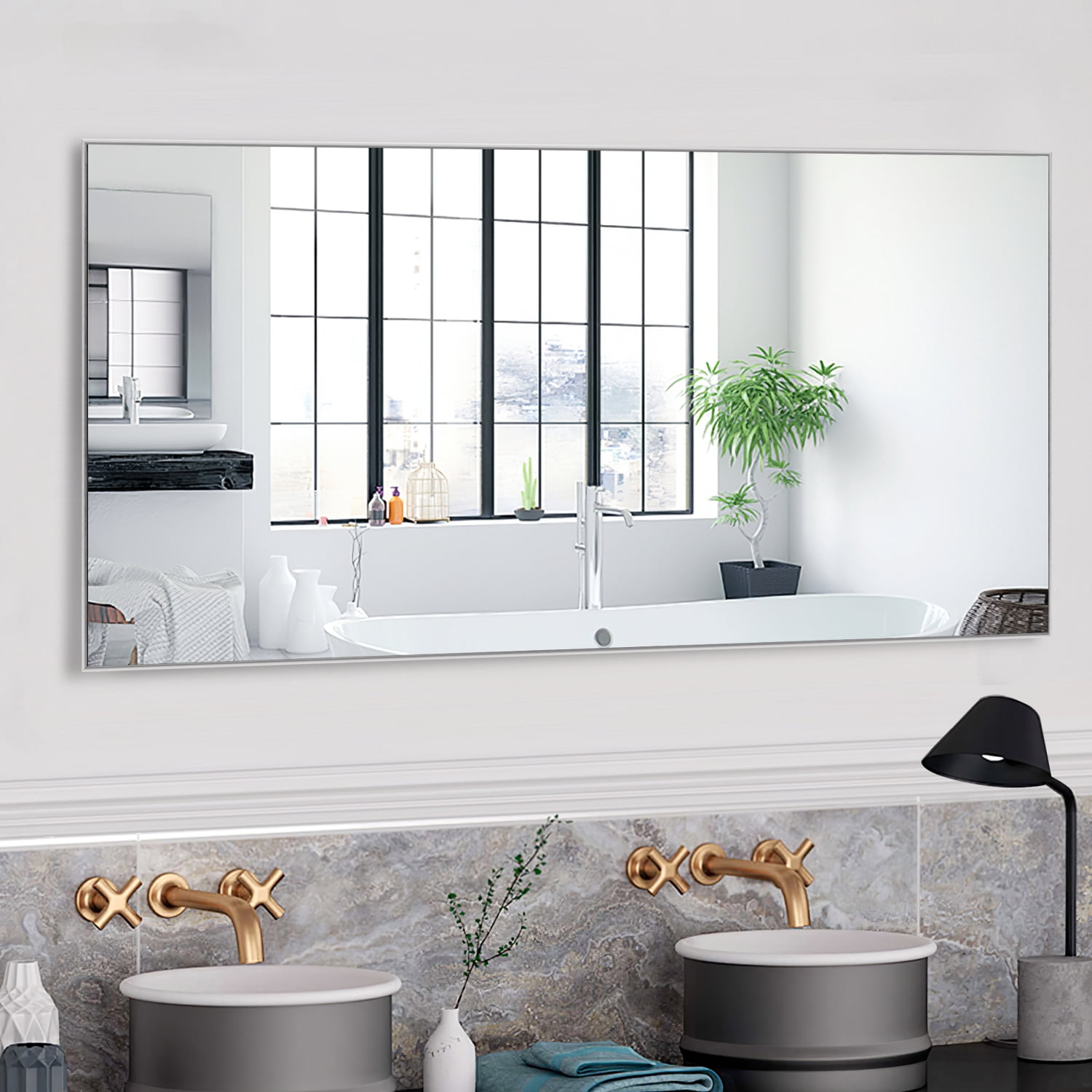 71"x32" Silver Modern Full Length Mirror