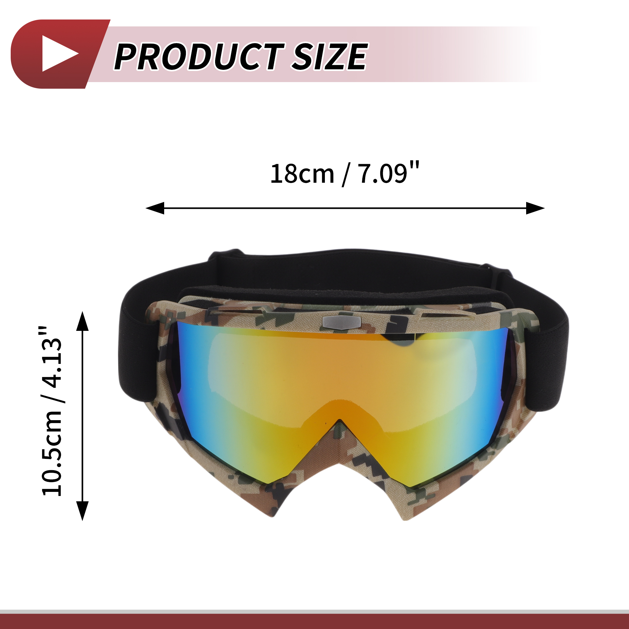 Unique Bargains Motorcycle Riding Goggles PC Cycling Sunglasses Colorful Lens Camouflage Frame