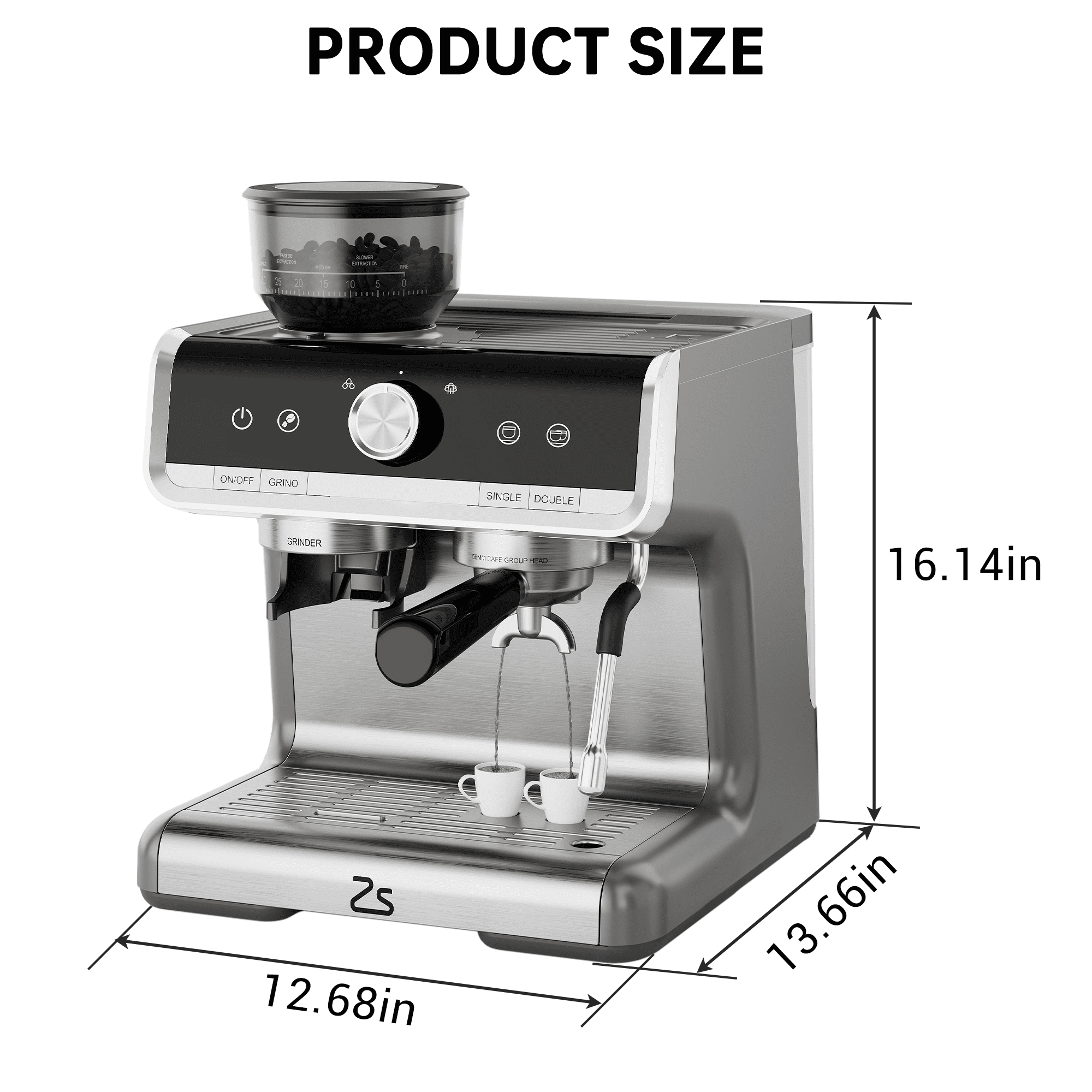 Professional Espresso Machine with Integrated Grinder & Auto Milk Frother, 20 Bar Pump for Lattes and Cappuccinos at Home