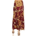 thumbnail image 2 of ShezPretty Women's Premium Fold Over High Waist Long Floor Length Maxi Skirt&nbsp; (Large, USA-BURGUNDY CHAIN), 2 of 6