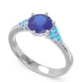 thumbnail image 2 of 2.15 Carat Elegant Round Cut Blue Sapphire & Blue Topaz Gemstone Bridal Ring for Women Solid 18K White Gold Size 11.5 by Diamond-Capitals, 2 of 7