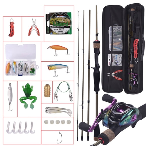 Blusea 5.9ft Carbon Baitcasting Fishing Rod and Reel Combo Full Kit,Right Handed