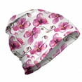 thumbnail image 1 of Watercolor Unisex Beanie, Orchids Feng Shui, Hiking Outdoors, Pale Orange Fuchsia, by Ambesonne, 1 of 1