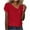 Red, variant on Solid Color V Neck Button Petal Sleeve Short Sleeve T Shirt Top Woman