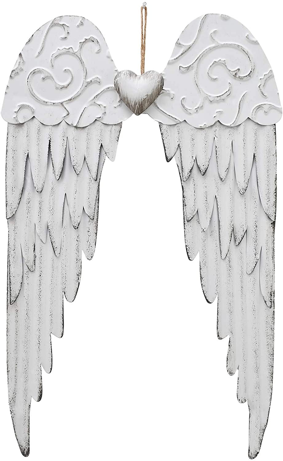 Angel Wings 37cm Wall Hanging Antique Silver Colour 