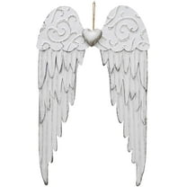Angel Wings Wall Decoration, Antique Hanging Metal Angel Wings Wall Décor with Heart Decorative Angel Wings Wall Sculpture Indoor Outdoor Wall Decor Hanging for Home Bedroom Living Room Garden