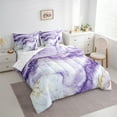 thumbnail image 4 of Manfei Adult Modern Marbling 7-Piece Twin Bedding Sets, Chic Abstract Marble Bedding Comforter Set, White Purple Fashion Reversible Sheet Sets, Breathable Home Decor, 4 of 8