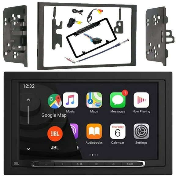 JBL Legend 700 7” Touchscreen Display Double-DIN Mechless Bluetooth AM/FM Receiver W/Double DIN Install Dash Kit, Antenna Adapter, Wiring Harness, Backup Camera (Bundle Fits 1998-2005 GM Vehicles)