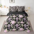 thumbnail image 2 of Homewish Baroque Damask Floral 7 Pieces Bedding Comforter Set,Rustic Flower Full Bedding Set,Pink Black Fitted Sheet Flat Sheet For Girl,Ultra Soft Bedroom Decoration Reversible, 2 of 8