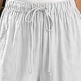 thumbnail image 6 of Oiangi Women's Wide Leg Capri Pants Elastic Waist Drawstring Ruched Capris Casual Button Pockets Crop Trousers for Vacation Travel White L, 6 of 8