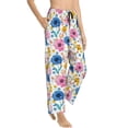 thumbnail image 2 of Naloa Rose Flowers Print Women’s Ultra-Soft Comfy Pajama Lounge Pants with Pockets & Drawstring, 2 of 8