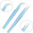 thumbnail image 3 of HLONK 2 Pcs Pinces à Cils en Acier Inoxydable Extensions de Cils Pinces à Cils Pointe Droite et Courbée Pinces à Cils (Bleu), 3 of 5