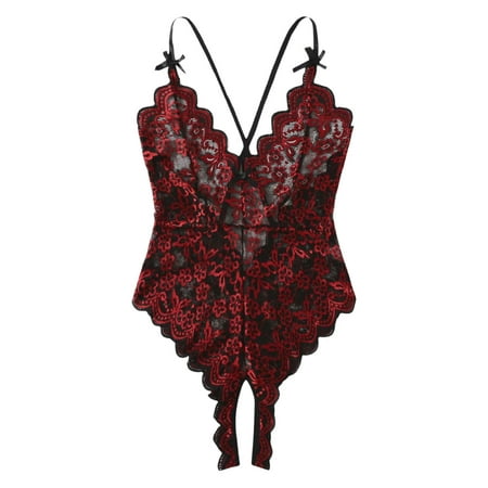 WIZUTIZ Plus Size Lingerie Sets for Women with Panty Two Piece Bralette Underwear Corset Women Sexy Short Nightgown Imitation Silk Backless Camisole Ventilation Solid Color Clearance Sales