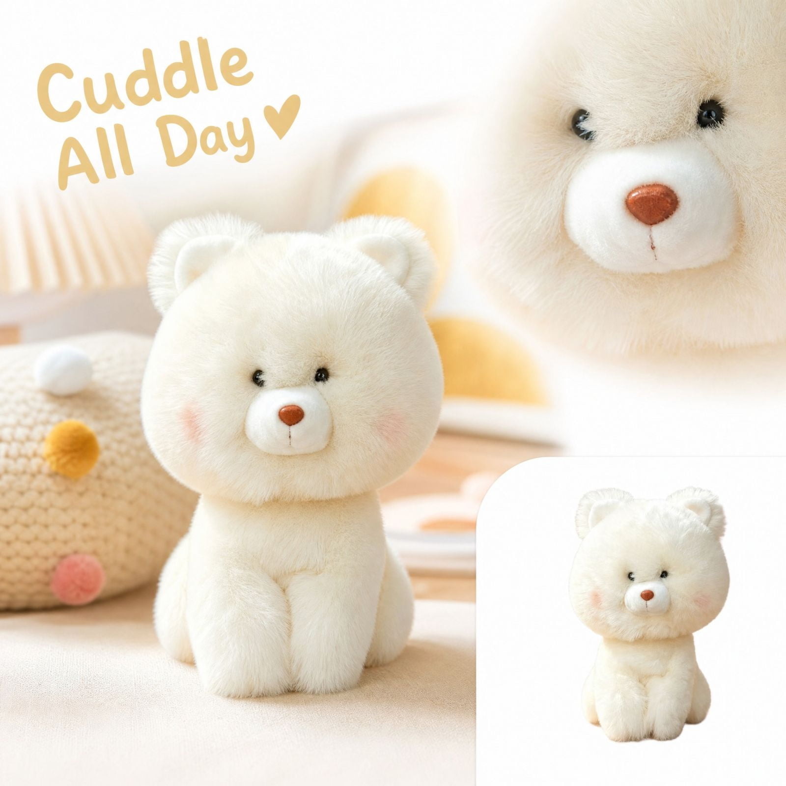 Soft Stuffed White Teddy Bear Plush Toys Cute Fluffy Cuddly Companion for Student and Toddlers Perfect Gift for Playtime and Bedtime 10 Inch
