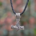 thumbnail image 2 of Viking Silver Hammer Necklace Mjolnir Amulet Pendant Rope Nordic Icelandic Dragon Fenrir Medallion Thor Ouroboros Celtic Goth Gothic Pendant Necklace, 2 of 8
