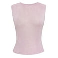 thumbnail image 4 of MIXUE Tank Top for Women Summer Knitted Solid Color Mesh Hollow Round Neck Sleeveless Sexy Fashion Party Club Camisole Vest Holiday Wear,Pink,M, 4 of 4