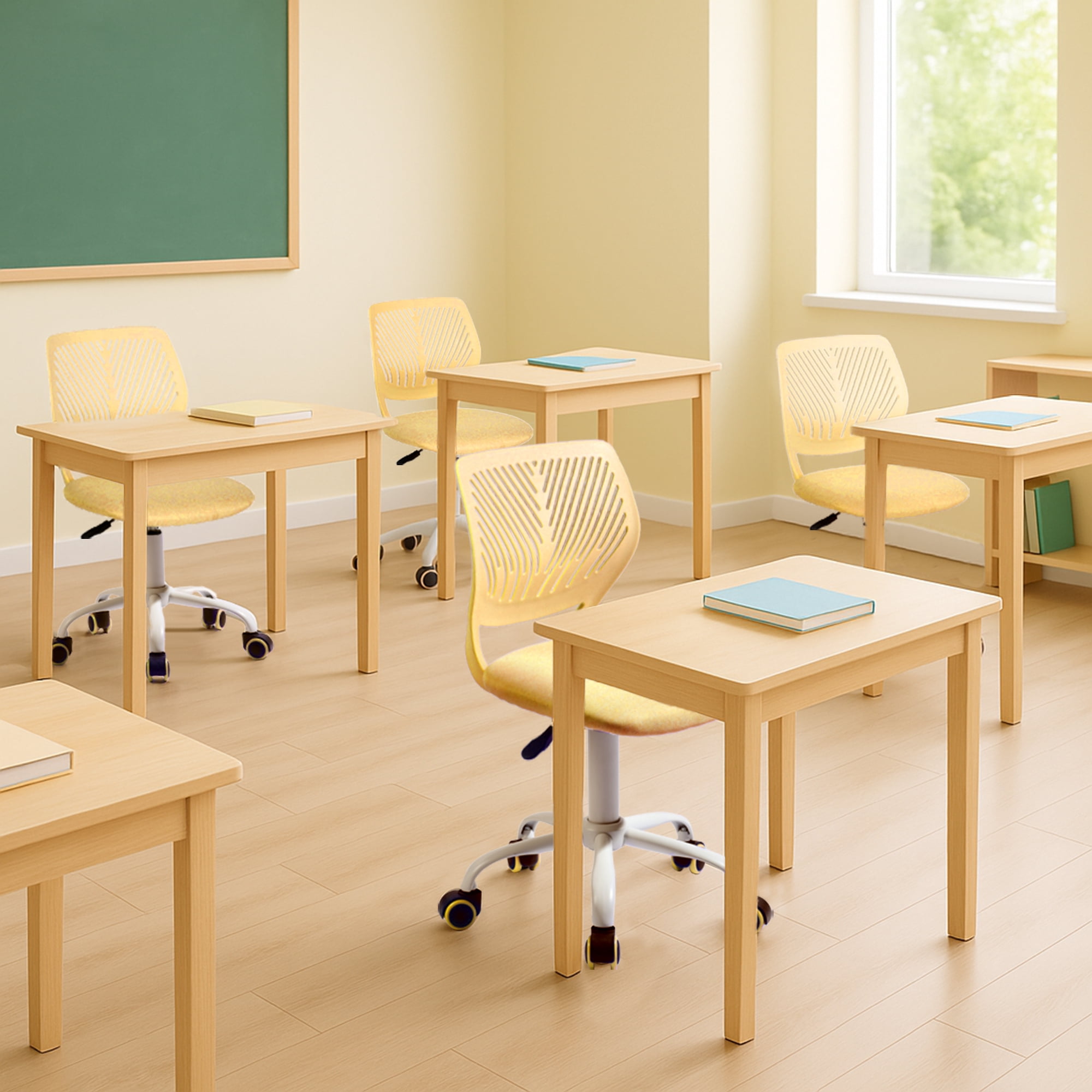 Homy Casa Adjustable Kids Desk Chair, Ergonomic Student Chair for Study, School or Bedroom, Yellow