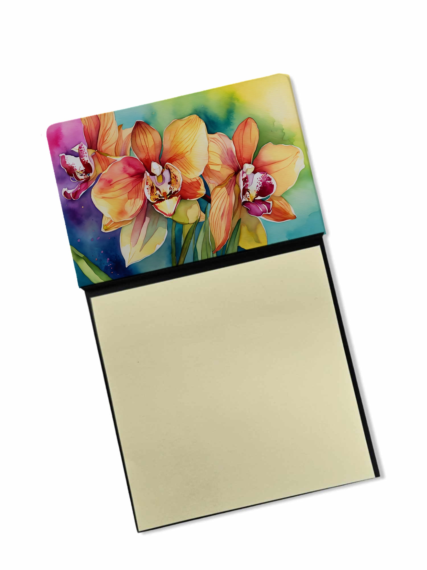 Orchids in Watercolor Sticky Note Holder 3.25 in x 5.25 in