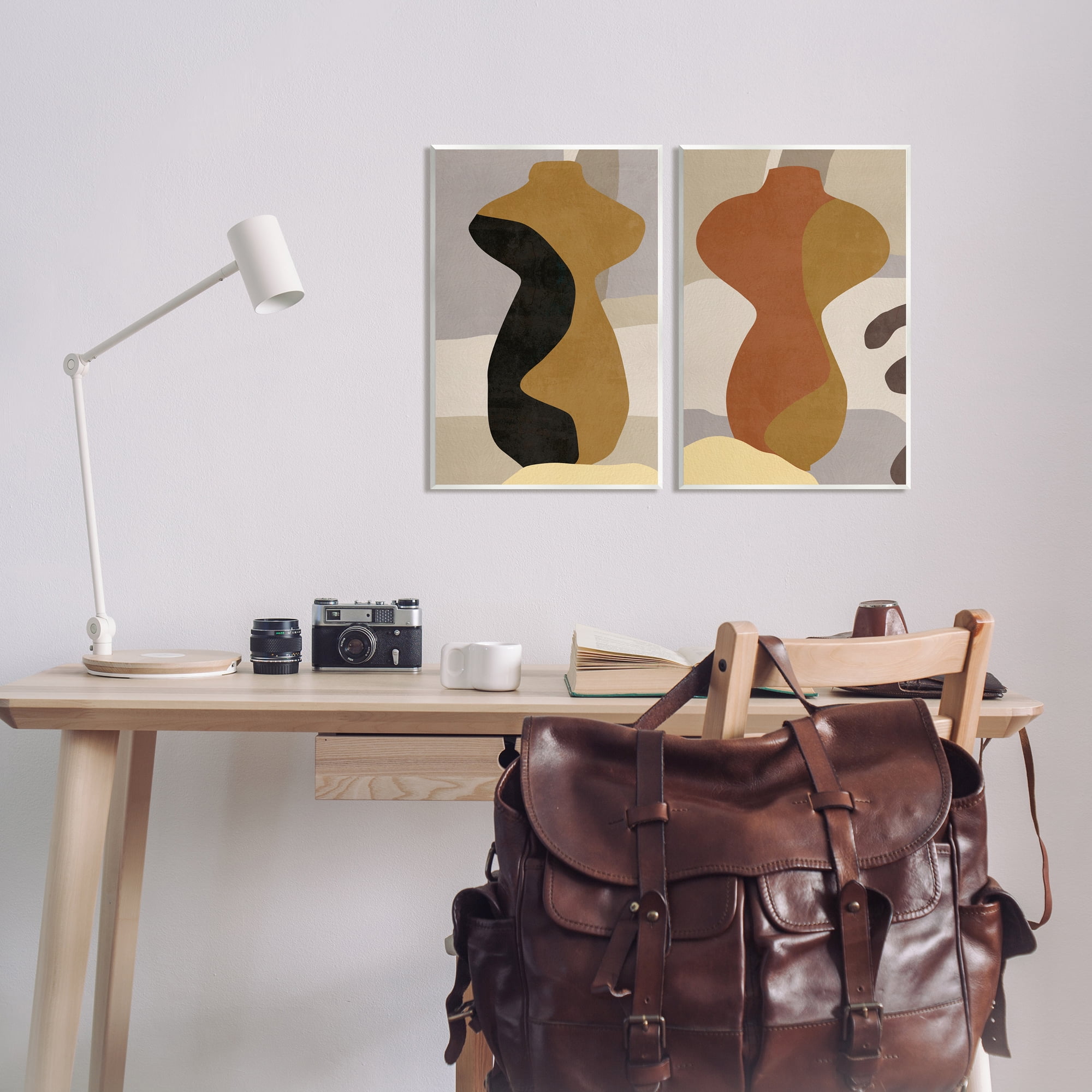 Stupell Industries Brown Boho Vases Abstract Painting Unframed Art Print Wall Art, 13 x 19