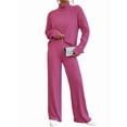 thumbnail image 3 of Conjuntos de 2 Piezas para Mujer para Otoño: Suéter de Punto de Viaje, Pantalones Anchos y Chándal para Estar en Casa. Rosa Roja S, 3 of 9