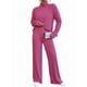 thumbnail image 3 of Conjuntos de 2 Piezas para Mujer para Otoño: Suéter de Punto de Viaje, Pantalones Anchos y Chándal para Estar en Casa. Rosa Roja L, 3 of 9