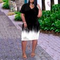 thumbnail image 4 of Plus Size Dresses Fashionable Printed V Neck Comfortable Short Sleeved Knee Length with Pockets Spring Dress Black XL, 4 of 4