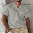 thumbnail image 1 of pstuiky camisetas para hombre, Camisa informal de verano para hombre, de manga corta, color liso, con cuello en V y bolsillo camisas casuales para hombre xl, 1 of 5