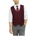 thumbnail image 4 of HISDERN Men's Suit Vest Burgundy Business Formal Dress Waistcoat Vest with 3 Pockets for Suit or Tuxedo, 4 of 8