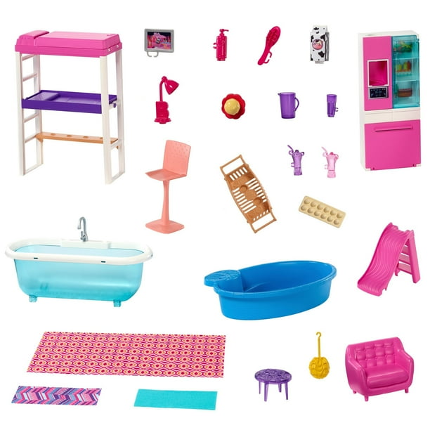 Barbie Dollhouse and Furniture Set With 3 Dolls, Gift For 3 To 8 Year Olds