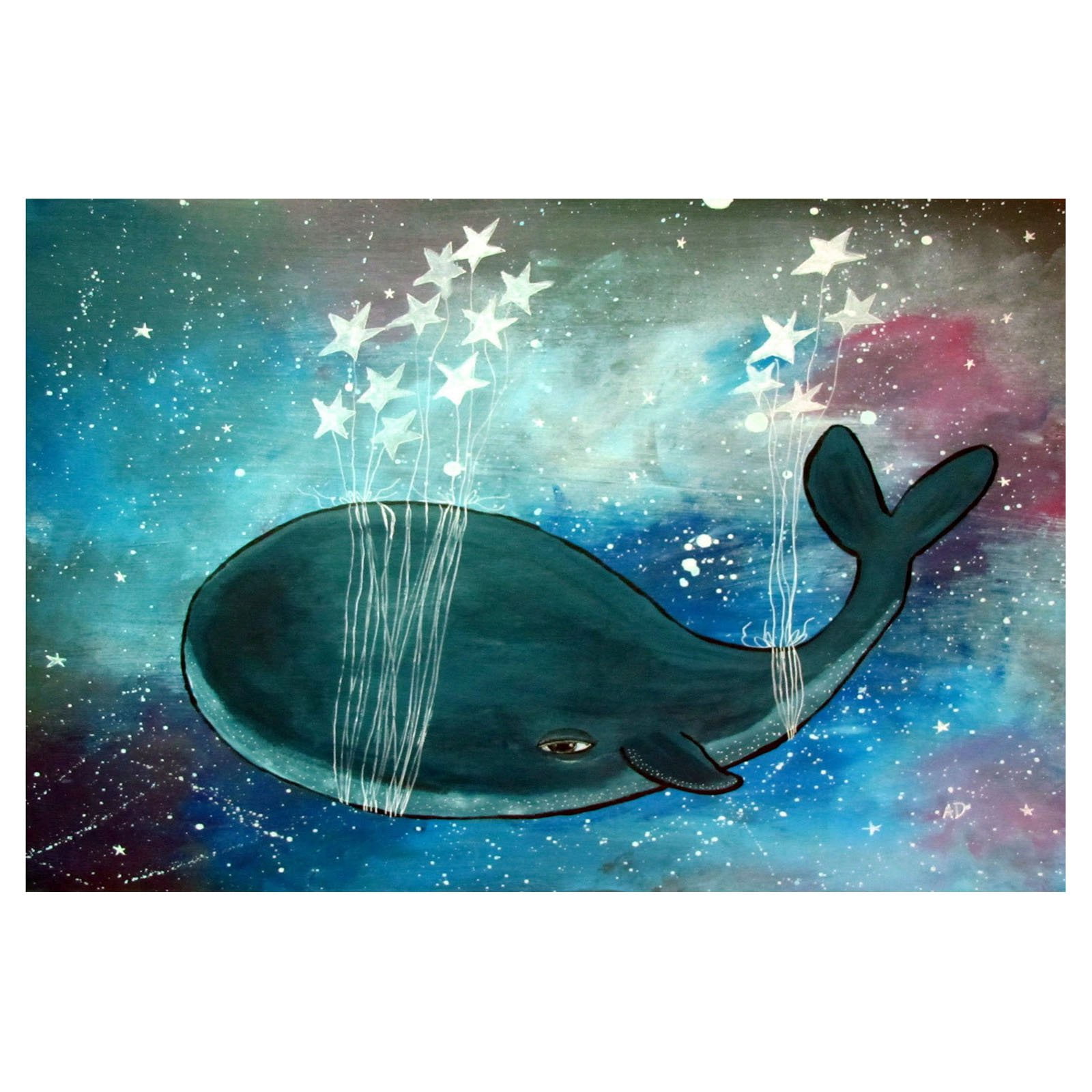 Marmont Hill "Star Stringed Whale" by Andrea Doss Painting Print on Wrapped Canvas