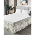 thumbnail image 3 of Retro Eucalyptus Leaves Ruffle Bed Skirt California King Size Sage Green Leaf Summer Plants Linen Adjustable Elastic Dust Bed Skirts Wrap Around Bedskirt Wrinkle Free Easy Fit with 18 Inch Drop, 3 of 8